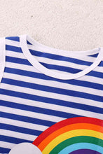 Load image into Gallery viewer, Girls Rainbow Graphic Striped Sleeveless Dress