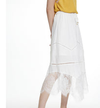 Load image into Gallery viewer, White Lace Asymmetrical Hem Maxi Skirt