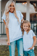 Load image into Gallery viewer, Women Swiss Dot Frill Neck Flutter Sleeve Blouse