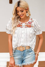 Load image into Gallery viewer, Floral Embroidered Ethnic Printed Crinkle Blouse