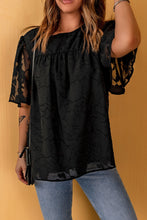 Load image into Gallery viewer, Floral Textured Ruffled Half Sleeve Babydoll Top