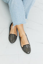 Load image into Gallery viewer, Forever Link Rhinestone Round Toe Flats in Black/Pewter