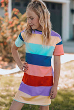 Load image into Gallery viewer, Girls Color Block Side Slit Mini Dress