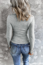 Load image into Gallery viewer, Crewneck Buttons Ribbed Knit Long Sleeve Top