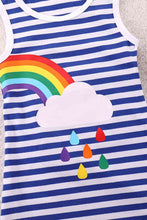 Load image into Gallery viewer, Girls Rainbow Graphic Striped Sleeveless Dress