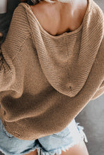 Load image into Gallery viewer, Zipper V-Neck Dropped Sleeve Hooded Solid Sweater
