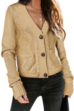 Load image into Gallery viewer, Green Front Pockets Buttons Textured Cardigan