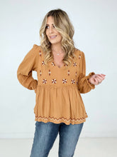 Load image into Gallery viewer, Heyson V Neck Embroidered Babydoll Blouse