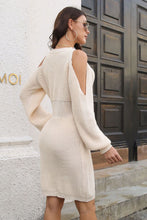 Load image into Gallery viewer, Ribbed Cold Shoulder Long Sleeve Sweater Dress