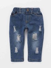 Load image into Gallery viewer, Printed Round Neck Long Sleeve Blouse and Distressed Jeans Set