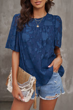 Load image into Gallery viewer, Floral Textured Ruffled Half Sleeve Babydoll Top