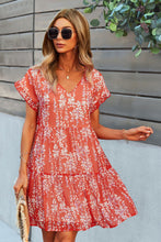Load image into Gallery viewer, Printed V-Neck Short Sleeve Tiered Dress