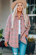Load image into Gallery viewer, Plaid Curved Hem Dropped Shoulder Longline Shirt Jacket