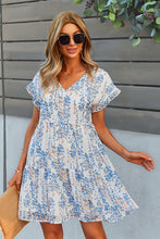 Load image into Gallery viewer, Printed V-Neck Short Sleeve Tiered Dress