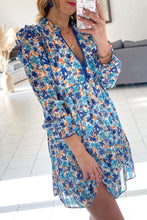 Load image into Gallery viewer, Green Ruffled Lace V Neck Floral Dress