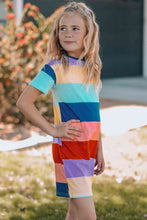 Load image into Gallery viewer, Girls Color Block Side Slit Mini Dress