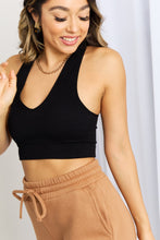 Load image into Gallery viewer, Zenana Ribbed Racerback Sports Bra in Black