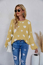 Load image into Gallery viewer, Heart Print Fuzzy Crewneck Long Sleeve Sweater