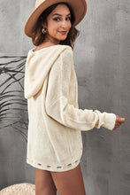 Load image into Gallery viewer, Zipper V-Neck Dropped Sleeve Hooded Solid Sweater