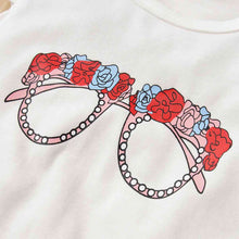 Load image into Gallery viewer, Graphic Tie Hem Top and Floral Flare Pants Set