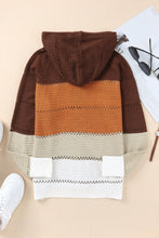 Load image into Gallery viewer, Zip-Up Raglan Sleeve Openwork Hooded Cardigan