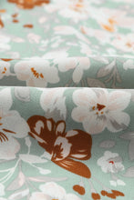Load image into Gallery viewer, Green Floral Print Tie V Neck Button Up Blouse