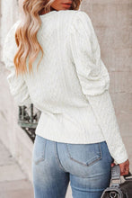 Load image into Gallery viewer, Solid Color Puffy Sleeve Textured Knit Top