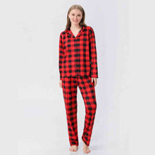 Load image into Gallery viewer, Women Plaid Collared Neck Shirt and Pants Set