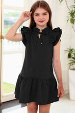 Load image into Gallery viewer, Tie Neck Flutter Sleeve Dress