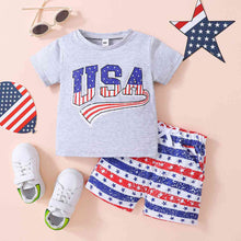 Load image into Gallery viewer, Kids USA Graphic Tee and Star and Stripe Shorts Set