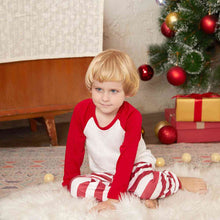 Load image into Gallery viewer, Raglan Sleeve Top and Striped Pants Set