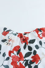 Load image into Gallery viewer, White Floral Print Buttons Tiered Ruffled Short Sleeve Shirt