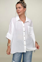 Load image into Gallery viewer, Umgee Pleated Batwing Short Sleeve Button Up Top