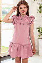 Load image into Gallery viewer, Tie Neck Flutter Sleeve Dress