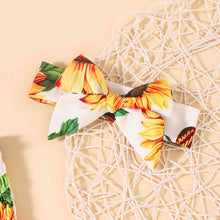 Load image into Gallery viewer, Sunflower Print Smocked Tie Shoulder Dress
