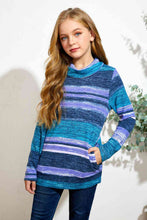 Load image into Gallery viewer, Girls Striped Cowl Neck Top with Pockets