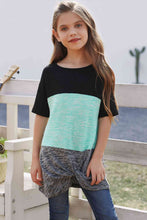 Load image into Gallery viewer, Girls Color Block Twisted Tunic Tee