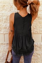 Load image into Gallery viewer, Lace Detail Buttons Back Sleeveless Top