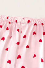Load image into Gallery viewer, Heart Print Lace Trim Cami and Shorts Pajama Set
