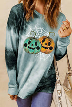 Load image into Gallery viewer, Tie Dye Pumpkin Cobweb Graphic Long Sleeve Top