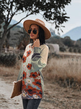 Load image into Gallery viewer, Floral Print Front Zipper Drop Shoulder Blouse