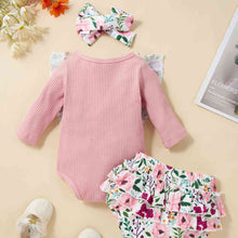 Load image into Gallery viewer, Floral Ruffle Trim Bodysuit and Bloomers Set