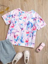 Load image into Gallery viewer, Graphic Tie-Dye Round Neck Short Sleeve Tee