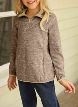 Load image into Gallery viewer, Kids Quarter-Zip Collar Sweatshirt with Kangaroo Pocket