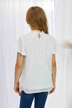 Load image into Gallery viewer, Girls Swiss Dot Smocked Flutter Sleeve Blouse
