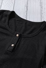 Load image into Gallery viewer, Crewneck Buttons Ribbed Knit Long Sleeve Top