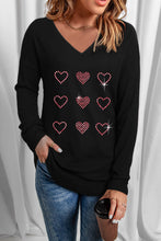 Load image into Gallery viewer, Heart V-Neck Long Sleeve Tee
