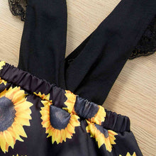 Load image into Gallery viewer, Sunflower Print Spliced Lace Bodysuit Dress