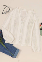 Load image into Gallery viewer, Deep V Long Sleeve Button Up Lace Top