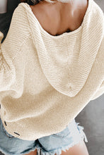 Load image into Gallery viewer, Zipper V-Neck Dropped Sleeve Hooded Solid Sweater